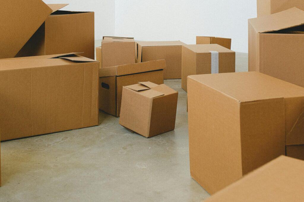 Various sizes of cardboard on the floor