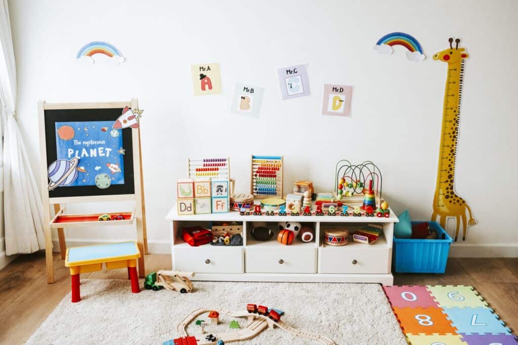 A child's toys in their bedroom before packing for the move